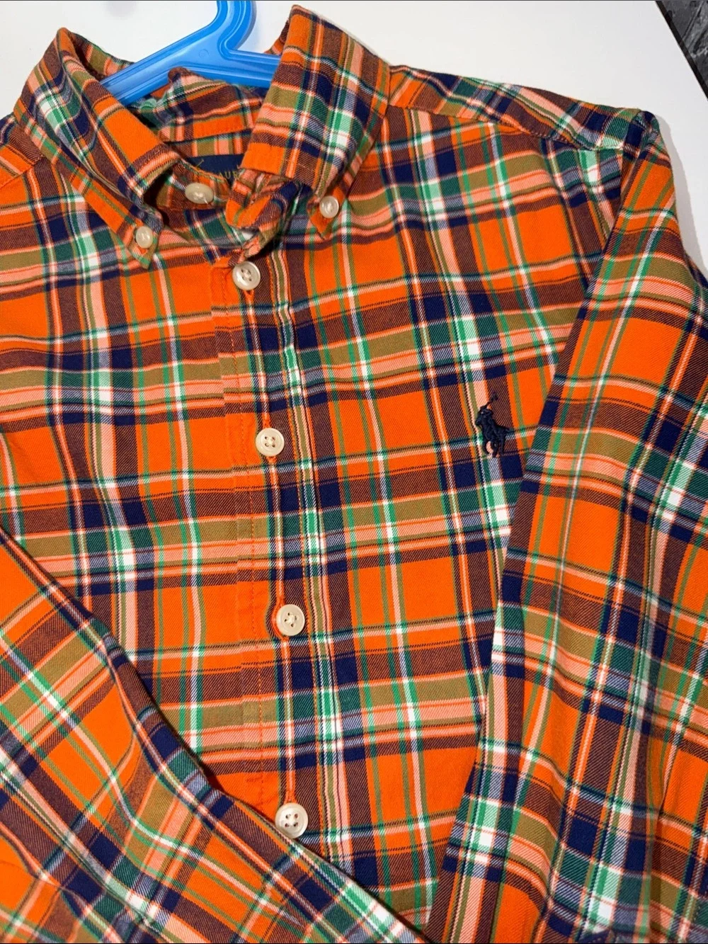 Boy's Ralph Lauren Orange Plaid‎ Cotton Button-Down Shirt